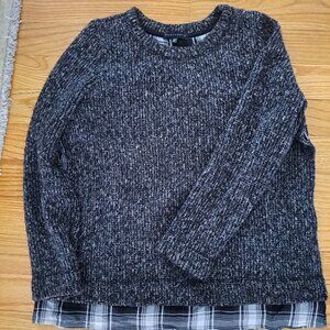 XL SWEATER SANCTUARY BRAND WOOL BLEND WITH CUTE PLAID COTTON LINER
